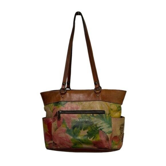 Patricia Nash Bolsena Tote Bag Purse Handbag Leather Floral Print Autographed - Picture 2 of 14
